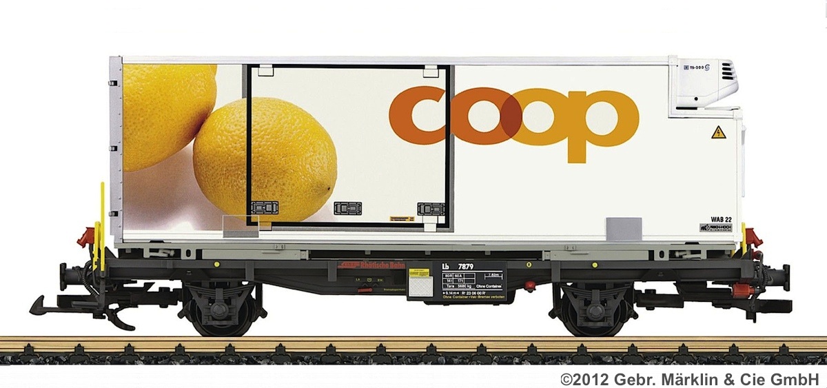 RhB coop® Containerwagen - Zitrone (Container car - Lemon) Lb 7879