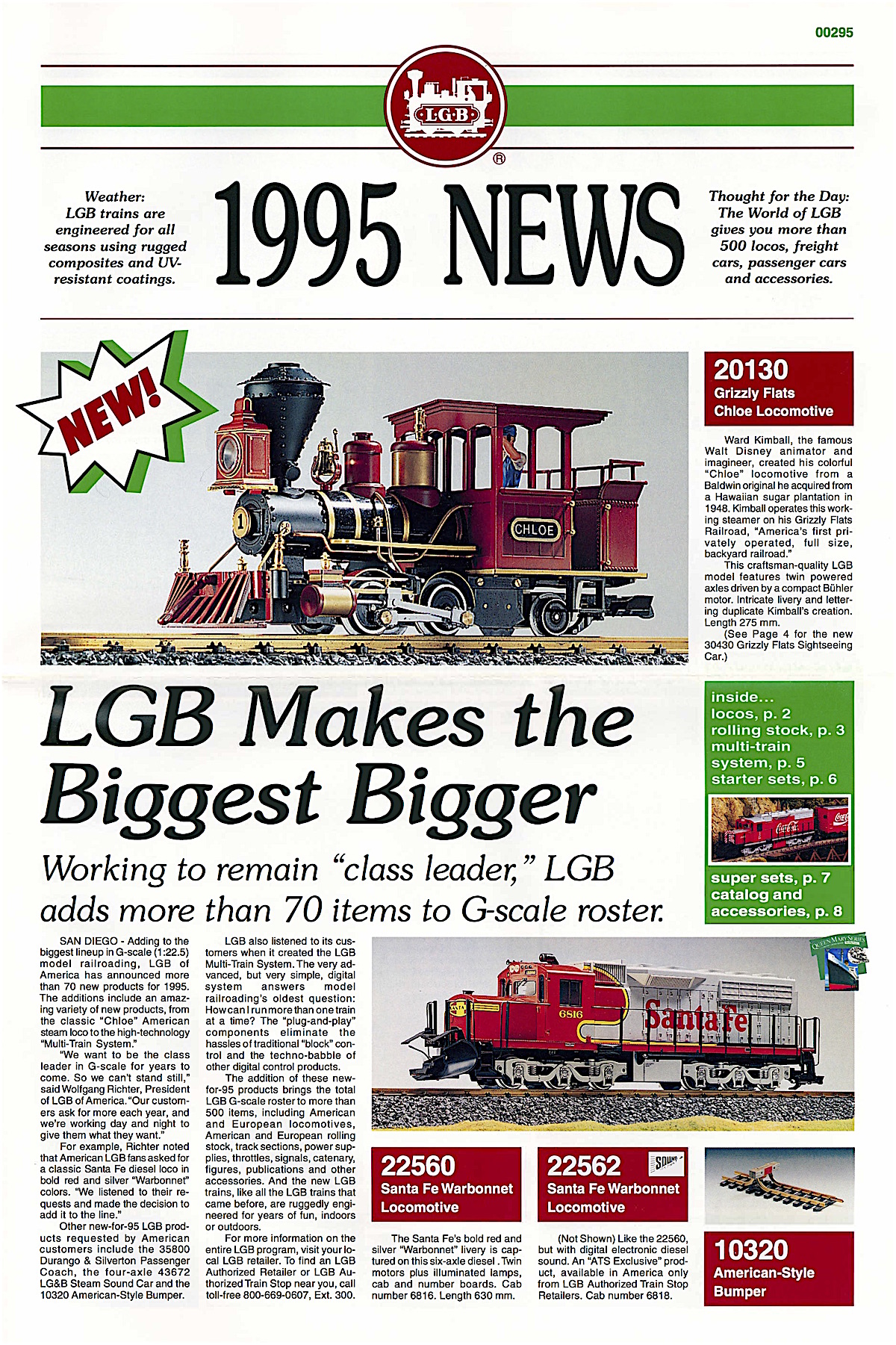 LGB Neuheiten (New Items) 1995 (for USA)