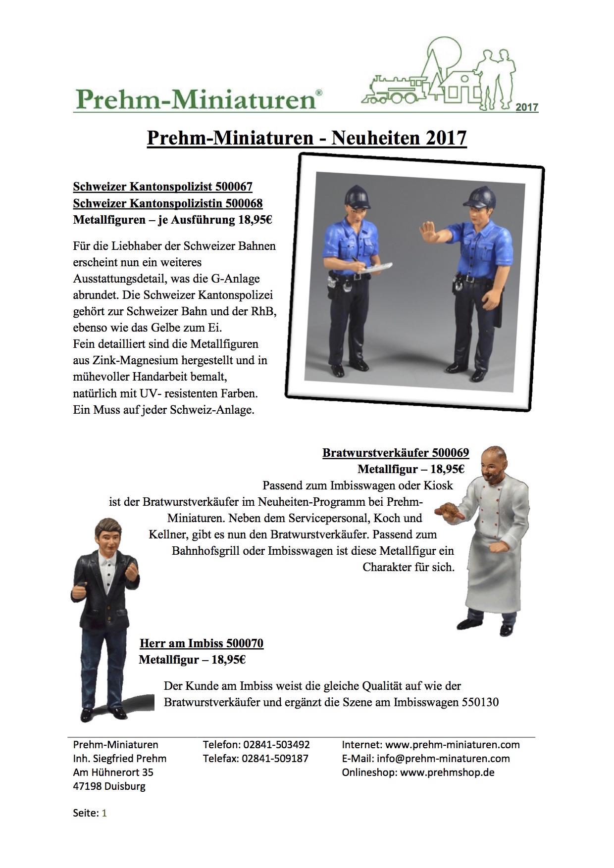 Prehm Miniaturen Neuheiten (New Items) 2017