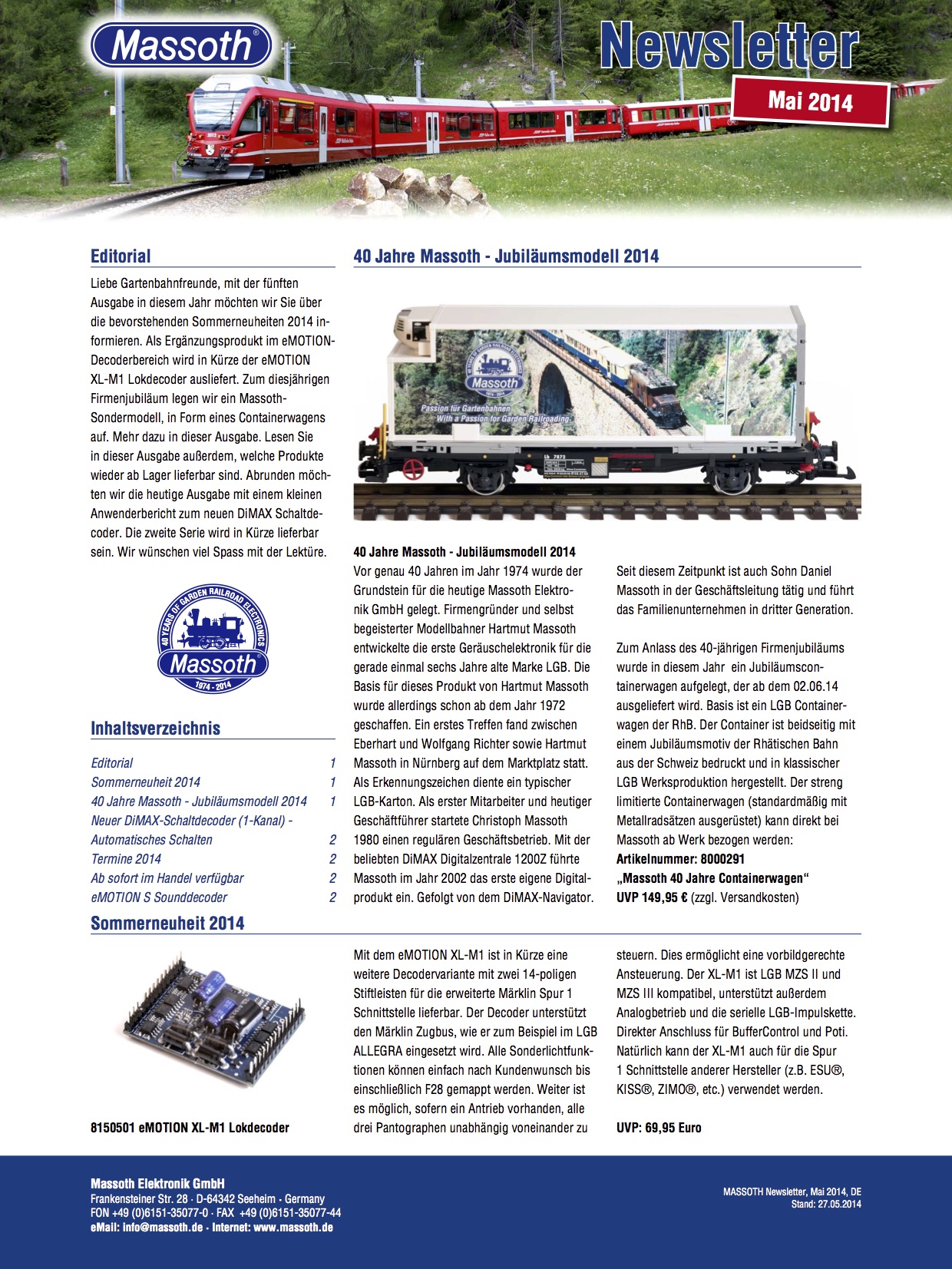 Massoth Newsletter - 2014-05 Mai (Deutsch)