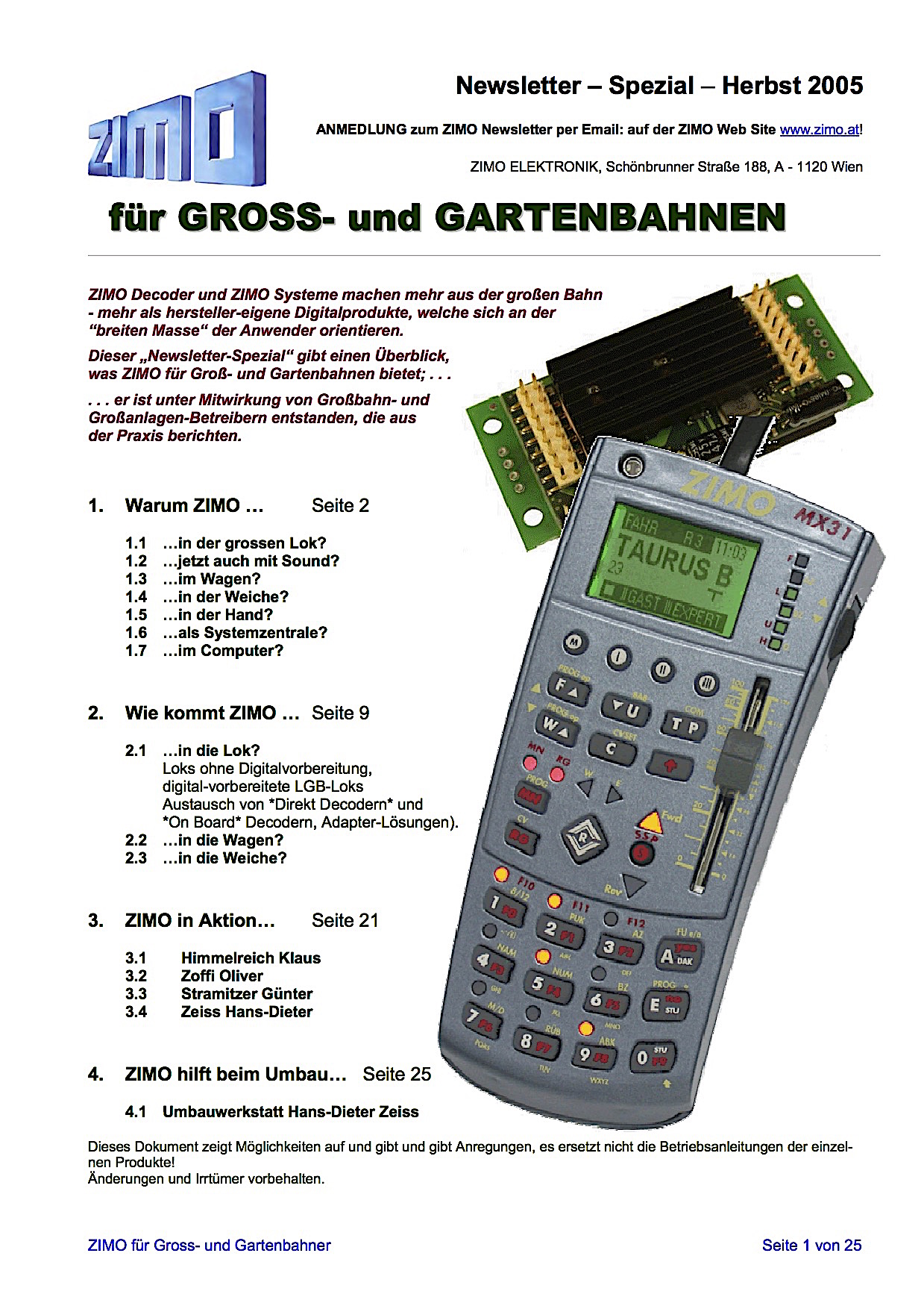 Zimo Newsletter - 2005 Spezial (Deutsch/German)