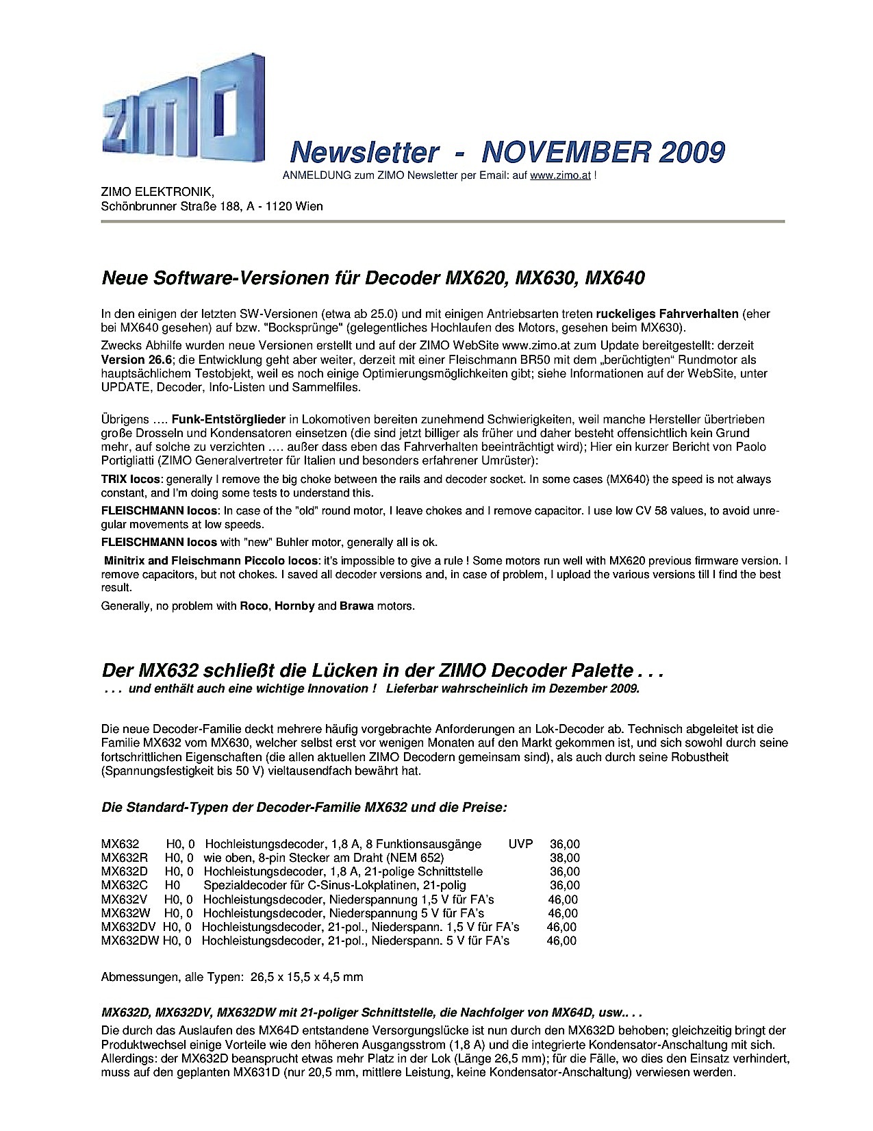 Zimo Newsletter - 2009-11 November (Deutsch)