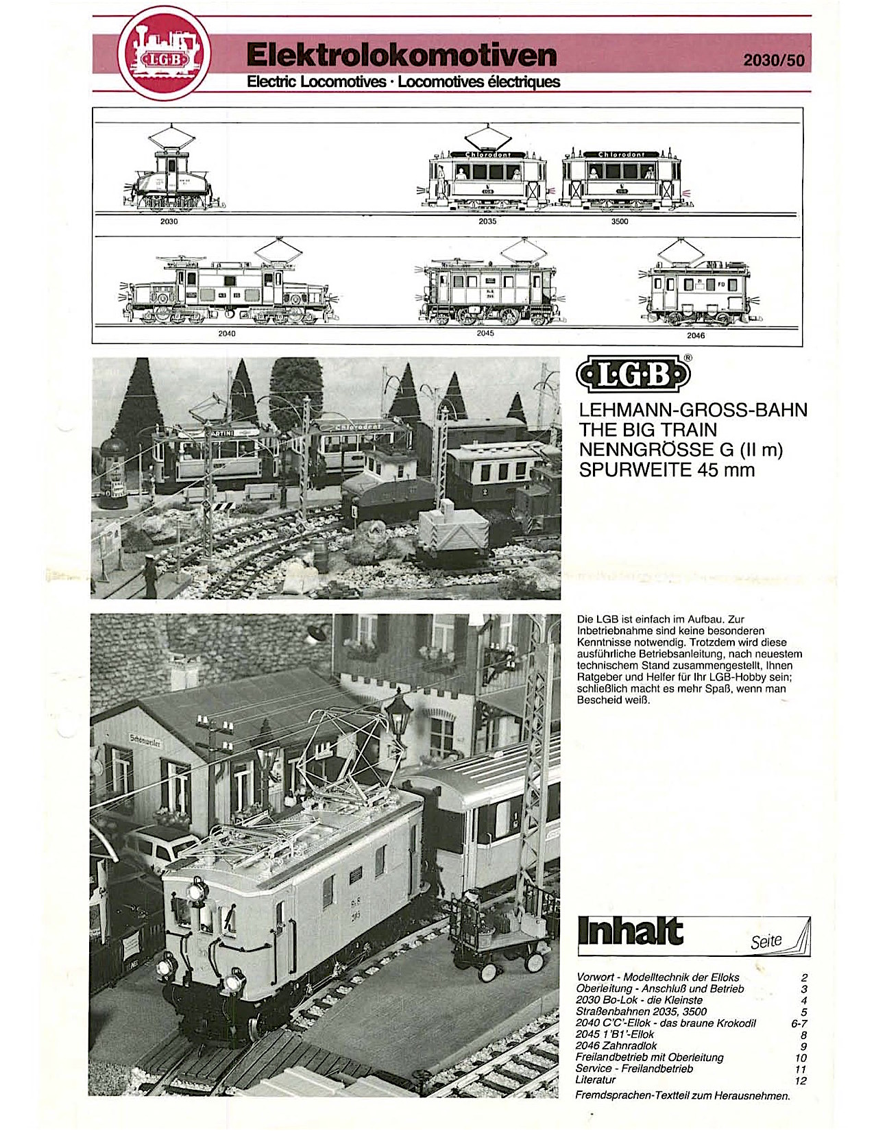 LGB Betriebsanleitung E-Loks und Straßenbahnen (Electric locomotives and Streetcars Instructions) 1989