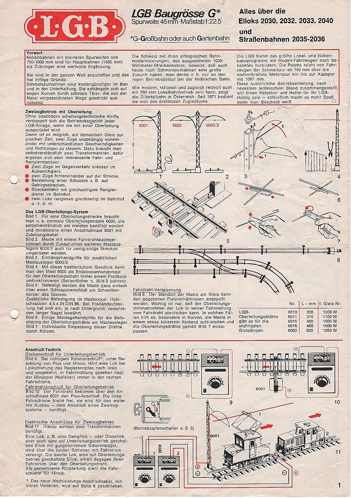 LGB Betriebsanleitung E-Loks und Straßenbahnen  (Electric locomotives and Streetcars Instructions) 1987
