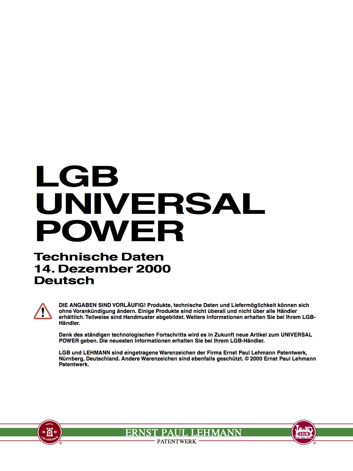 LGB White Paper 2000 - Universal Power, Deutsch