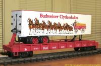 Budweiser Flachwagen mit Sattelanhänger (Flat car with trailer) 1645 Clydesdales