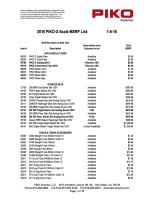 PIKO America Preisliste (Price list) 2016 January 6 in US Dollars
